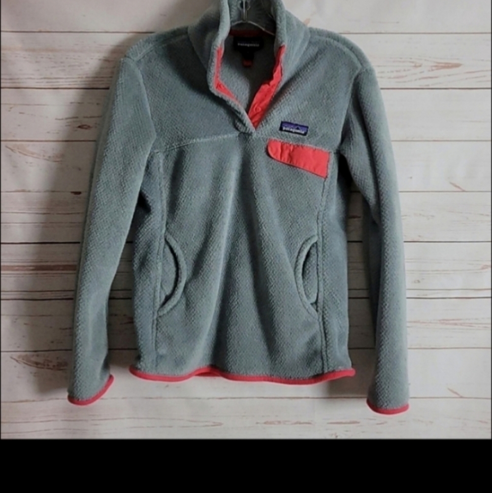 Patagonia Re Tool Snap Fleece  Long Sleeve Pullover Gray Pink Gorpcore Small